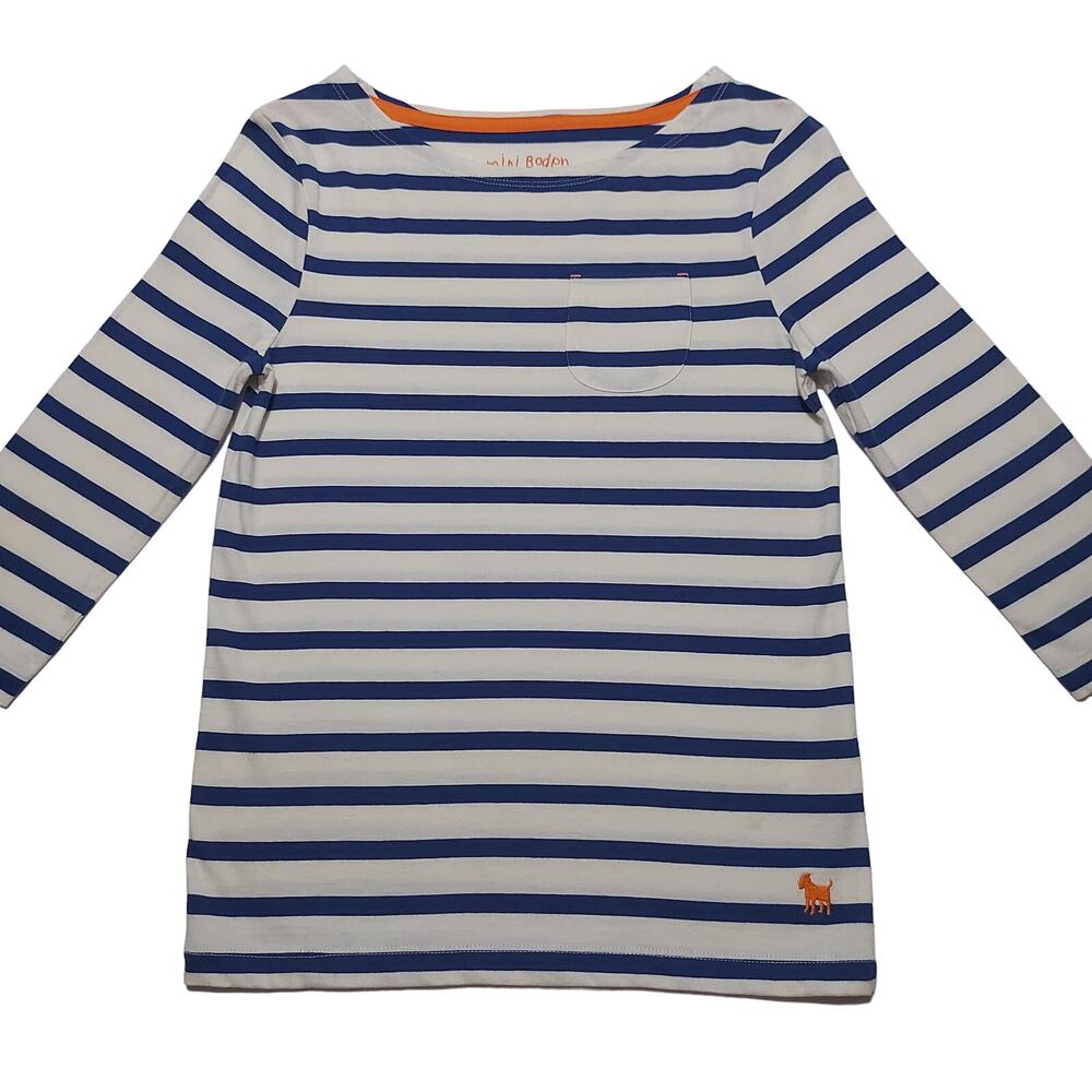 Mini Boden 3/4 sleeved Breton striped pocket tee